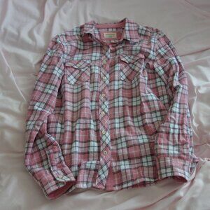 Weatherproof Vintage Pink Plaid Flannel Shirt